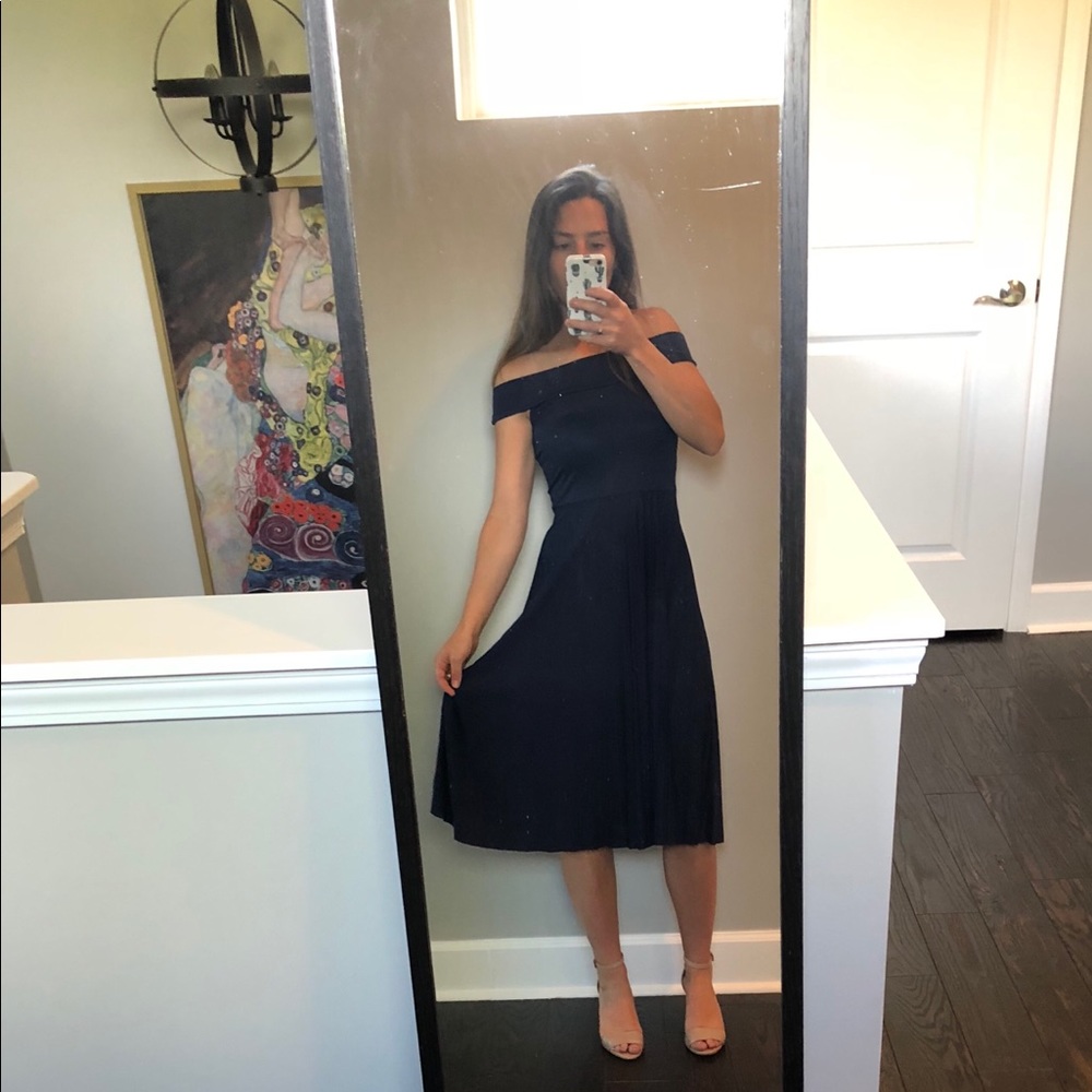 ASOS navy blue off the shoulder dress size 4